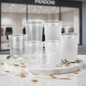 カスタマイズされた12 16 2432Oz透明フロストPPインジェクション使い捨てスムージーミルクティーバブルティープラスチックカップ蓋付き - Product Image 1