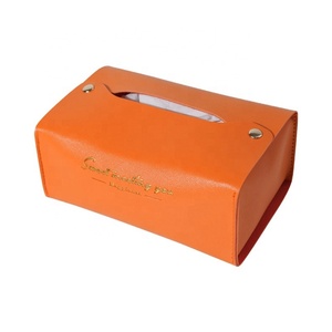 PU Leather Tissue <b>Box</b> Holder Print Rectangular Foldable Napkins Container for Living Room Bedroom Car Home Office - Product Image 1