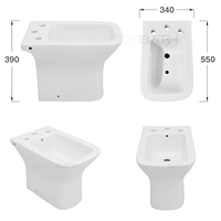 Ensemble WC et bidet deux pièces sans bride, siphon en S 250 mm, trois trous, couvercle de siège UF, céramique, vente en gros Argentine