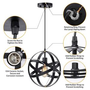 Industrial Metal Spherical Pendant <strong>Light</strong> <strong>Rustic</strong> Chandelier Vintage Hanging Cage Globe Ceiling <strong>Light</strong> <strong>Fixture</strong> - Product Image 5