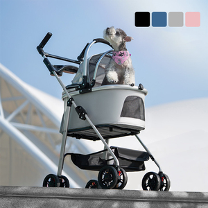 Chariot pliable respirant <span class=keywords><strong>pour</strong></span> animaux de compagnie, chariot de luxe <span class=keywords><strong>pour</strong></span> chiens, <span class=keywords><strong>poussette</strong></span> de voyage <span class=keywords><strong>pour</strong></span> animaux de compagnie en plein air - Product Image 2