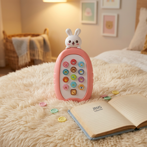 Jouet musical pour téléphone en plastique en forme de lapin mignon, touches de piano lumineuses, jeu éducatif d'imitation, téléphone alimenté par piles pour bébés et tout-petits - Product Image 3