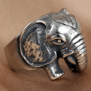 <b>Elephant</b> Animal Ring Tibetan Silver Men's Jewelry <b>Gift</b> Geometric Design 213047 - Product Image 3
