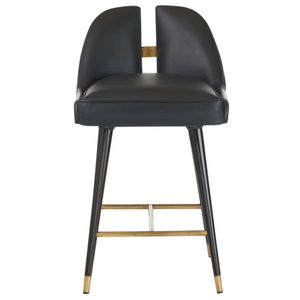 Crowley Counter Brass, Animal Hyde/Hide/<b>Leather</b>, and Wood Durable High Bar <b>Stool</b> for Home Bar & Dining Room - Product Image 6