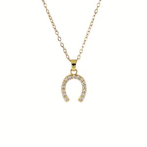 Collar con Colgante de Herradura Clásico de Lujo Ligero Vintage, el Más Vendido en Europa y Estados Unidos, con Incrustaciones de Zirconia y Baño de Oro, a la Moda - Product Image 5