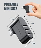 Répartiteur de ports USB polyvalent, répartiteur d'extension USB 2.0 à 3 ports [rotation à 90 °/180 °] compatible avec les ordinateurs portables, Wii, PC