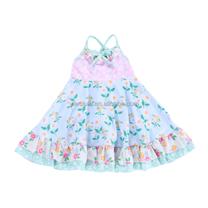 Robe à rayures pour petites filles, motif floral, style bohème, tenue d'été - Product Image 2