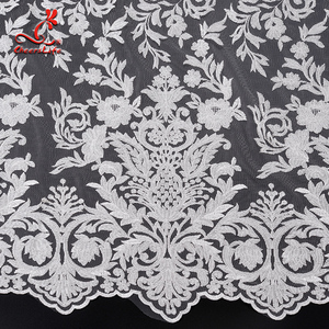 2019 gros 131CM Couleur <span class=keywords><strong>Blanche</strong></span> Tissu Brodé Français Tissu De Dentelle De Mariée - Product Image 2