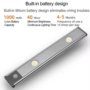 Usine 1000mAh capteur de mouvement de gradation magnétique sous le comptoir armoire placard barre d'éclairage <span class=keywords><strong>sans</strong></span> <span class=keywords><strong>fil</strong></span> <span class=keywords><strong>cuisine</strong></span> salle nuit <span class=keywords><strong>Spot</strong></span> - Product Image 3