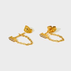 Pendientes gg con incrustaciones de meteorito, acabado IP negro, política de precios escalonados confiable, para venta transfronteriza. - Product Image 1