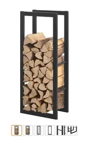 Metal Adjustable Fireplace Log Holder Woodpile Storage Rack Carrier Firewood Rack