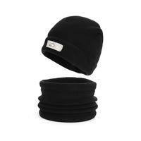 Set Topi dan Penutup Leher Anak Bahan Polyester Logo Kustom 2 Buah, Topi Musim Dingin dan Syal untuk Anak Laki-laki dan Perempuan