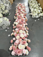Chemin de table en fleurs artificielles de haute qualité, chemin de table en soie, chemins de table pour escaliers, chemins de table pour allées de mariage