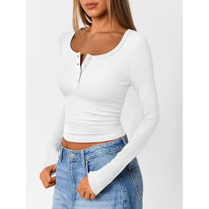 Suéter Henley de Manga Larga para Mujer, Cuello Redondo, Botones al Frente, Tejido Suave, Informal y Elegante - Product Image 3