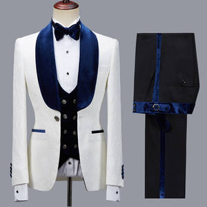 Nieuwste Patroon Mannen Suits Bourgondië Velvet Shawl Revers Bruiloft Tuxedo Terno Masculino Prom Bruidegom <span class=keywords><strong>2</strong></span> Stuks Slim Fit Blazer Jas + Broek - Product Image 4