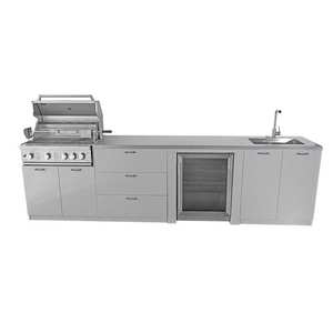 Îlot de cuisine extérieur modulaire 4 modules en acier inoxydable du fabricant avec comptoirs résistants aux rayures et barbecue à gaz - Product Image 4