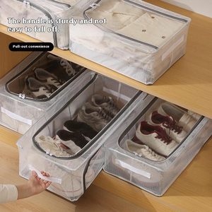 Boîte de rangement pliable pour chaussures en PVC transparent avec cadre en acier, conception sans assemblage pour le rangement sous le lit à la maison - Product Image 5