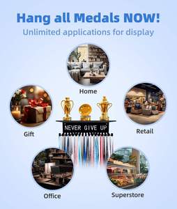 Soporte para colgar medallas, estante <span class=keywords><strong>de</strong></span> pared para exhibición, marco <span class=keywords><strong>de</strong></span> estante, colgador <span class=keywords><strong>de</strong></span> medallas, cinta <span class=keywords><strong>de</strong></span> premio, eslogan 'Cheer Never Give Up', decoración <span class=keywords><strong>de</strong></span> pared fácil <span class=keywords><strong>de</strong></span> instalar - Product Image 5
