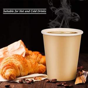 <b>Cup</b> Hot Gold Stamping Kraft <b>Coffee</b> Paper <b>Cup</b> With Lid and Sleeve solid color - Product Image 2