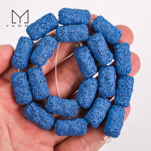 Yammy ร้อนขายส่งอย่างดีโปแลนด์หลอดบาร์เรลรูปร่างหินหลวมธรรมชาติภูเขาไฟลาวาหินลาวาสีดําลูกปัดสําหรับเครื่องประดับทํา - Product Image 6