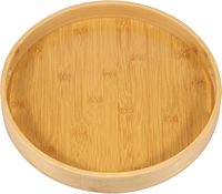 Plateau de service rond en bambou avec poignées ergonomiques, plateau naturel pour servir des aliments et des collations, idéal pour servir des boissons et des plats sur le bar ou dans le salon