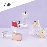 Tubes de brillant à lèvres vides uniques de 7 ml, tubes transparents pour rouge à lèvres liquide, flacons de baume à lèvres de luxe avec capuchon doré, emballages pour teintes à lèvres, vente en gros en vrac