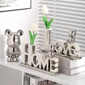 Jarrón Decorativo de Porcelana Blanca Hecho a Mano de Lujo Nórdico con Adornos de Alfabeto, <span class=keywords><strong>Decoración</strong></span> Creativa para Sala de Estar con Diseño Geométrico - Product Image 6