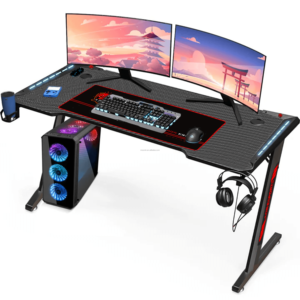 Heavy Duty Steel Frame Gaming Desk, Industrial Style <b>Computer</b> Table with Waterproof Surface, Gamer <b>Workstation</b> - Product Image 1