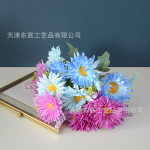 Bouquet de chrysanthèmes artificiels 30 cm, fleurs en soie, décoration intérieure, accessoires de mariage, rose, violet, jaune, vert, bleu, rouge - Product Image 2