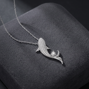 Collier pendentif poisson en argent sterling 925 avec moissanite KIVORA, chaîne en câble, certifié IGI, pour femme, bijoux cadeau - Product Image 2