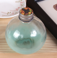 Vente d'usine Bouteille en verre liquide pour jus, parfum, boisson, forme ronde, 250, 300, 350 ml, avec bouchon en aluminium à vis