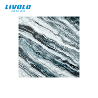 Livolo – Plaque de couverture d'interrupteur mural en verre trempé de luxe avec motif marbre personnalisé pour la décoration de maisons et villas