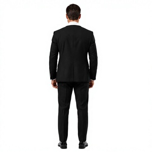 Costume de smoking noir 3 pièces pour homme, blazer à revers châle blanc, gilet croisé, pantalon, costume de mariage, de cérémonie ou de soirée - Product Image 2