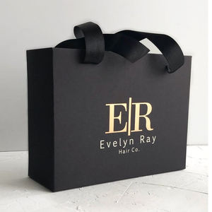 定制金箔标志黑卡抽屉盒带手柄医疗商务豪华礼品袋，婚礼小礼品袋 - Product Image 2