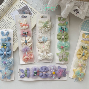 Lot de 5 élastiques à cheveux avec nœud, motif animal corbeau, accessoires capillaires qui ne blessent pas les cheveux, pour bébés filles - Product Image 1
