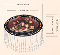 Cadre mural ovale classique moderne - Décoration minimaliste en résine avec des éclaboussures d'or luxueuses et une frange de perles