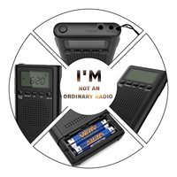 Radio Saku Mini dengan Pita AM/FM Layar LCD Jack Earphone Speaker Bawaan Jam Alarm Bertenaga Baterai untuk Mendaki di Luar Ruangan