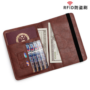 Vintage <b>RFID</b> <b>Blocking</b> Passport Holder – Multi-Slot Travel <b>Wallet</b> with Elastic Band & Card Organizer - Product Image 3