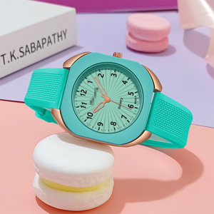 Mới Hình Chữ Nhật Trường Hợp Thời Trang Đơn Giản Kẹo Màu Kim Loại Cạnh Đồng Hồ Silicone Nam Và Nữ Sinh Viên Đồng Hồ - Product Image 4