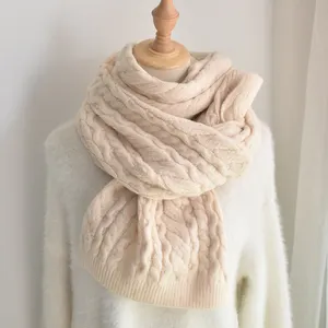 品牌定制冬季旅行围巾保暖腈纶针织羊毛混纺羊绒女式围巾