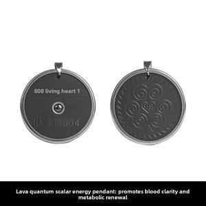 Pendentif anti-âge à ions négatifs en <span class=keywords><strong>pierre</strong></span> <span class=keywords><strong>volcanique</strong></span> et <span class=keywords><strong>pierre</strong></span> Bian, rond, imprimé rétro, avec bordure métallique - Product Image 4