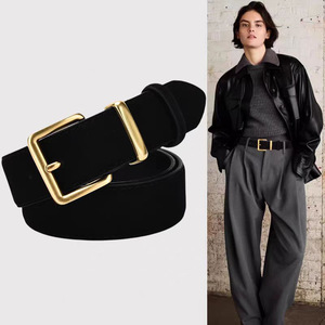 Cinturón de color liso para mujer, cinturón rojo <span class=keywords><strong>vino</strong></span> retro y versátil, cinturón vaquero de cuero de ante unisex - Product Image 3