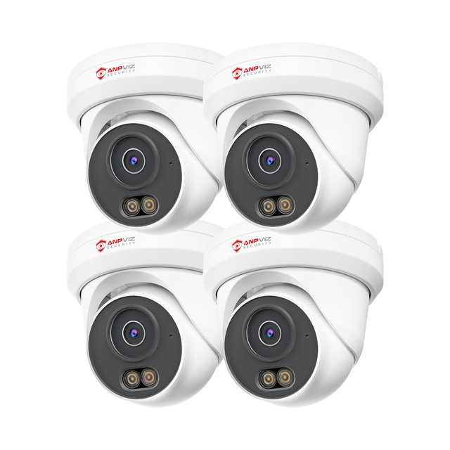 Anpviz 5MP IP Camera US Stock 4 PCS Security Turret POE Outdoor Camera Smart Human/Vehicle Detection WDR H.265+