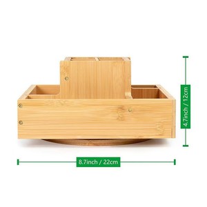 Wooden Bamboo <b>Desk</b> Organizer <b>Rotatable</b> Stationery Storage Box With Compartments For Office Supplies And Pencils Pens Scissors - Product Image 4
