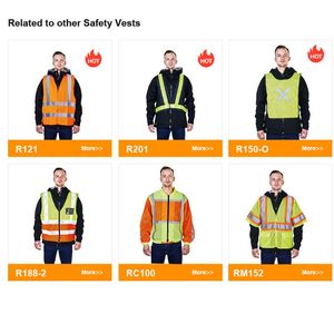 Chaleco DE SEGURIDAD reflectante personalizable R130 con cierre de cremallera Chaquetas <span class=keywords><strong>HIWI</strong></span> de poliéster transpirable con logotipo - Product Image 4