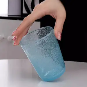 Samlife Verrerie à boire style mexicain Verres à bulles bleus soufflés à la main Verres à jus d'eau en verre recyclé avec bulles