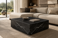 Table basse en marbre Nero Marquina haut de gamme, table en marbre naturel haut de gamme, table basse en pierre sur mesure, hôtel, villa