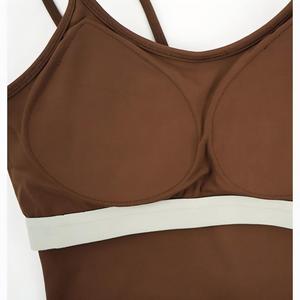 เสื้อชั้นในกีฬาผู้หญิงแบบไขว้หลัง สายบาง มีฟองน้ำในตัว เสื้อครอปท็อปโยคะ บราออกกำลังกายแบบเสริมฟองน้ำ กระชับรูปร่าง บราโยคะ - Product Image 4