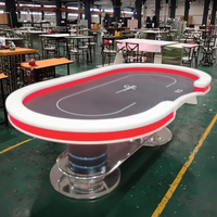 QINLONG Table de poker Texas de luxe pour 10 joueurs Lumières LED électroniques professionnelles Conception personnalisée en bois Mahjong Gambling