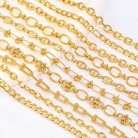 Cadena de Acero Inoxidable en Forma de U, Chapada en Oro de 18K, Duradera, con Nudo Dorado, para Fabricación de Joyería, Accesorios para Bolsos y Bolsas de Mascotas